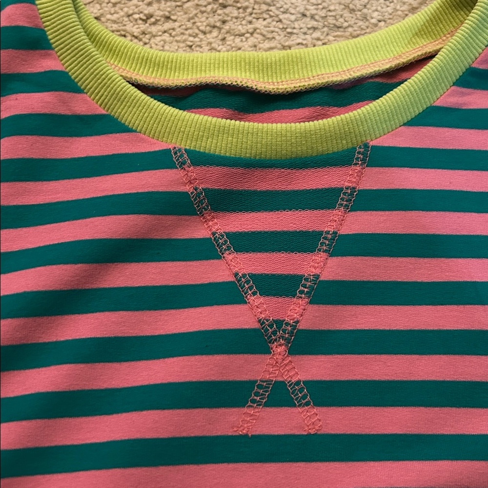 Women’s oversized striped sweatshirt crewneck long sleeve pullover- medium - Picture 5 of 7